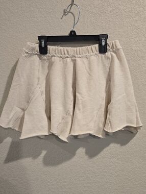 ​Aerie Cream Raw Hem Fleece Skater Skirt - Size XS
